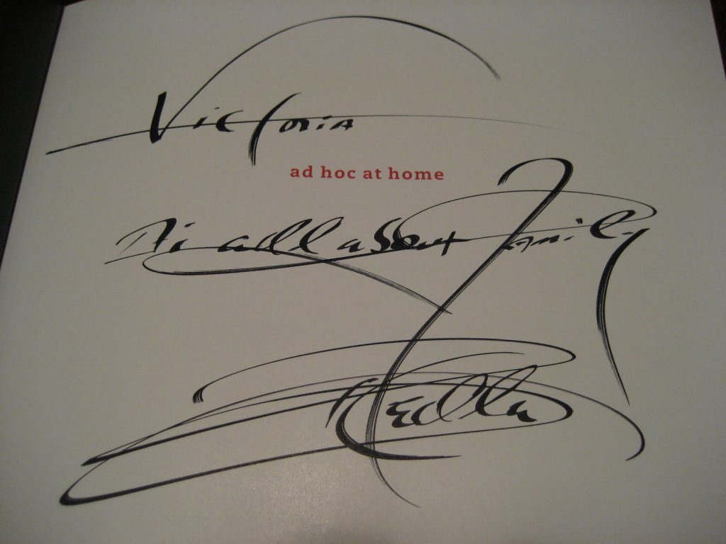 the inside of a cookbook signed by Thomas Keller