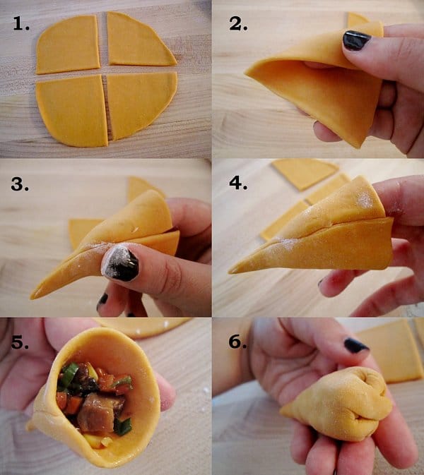 step by step photos of how to assemble carrot dumplings