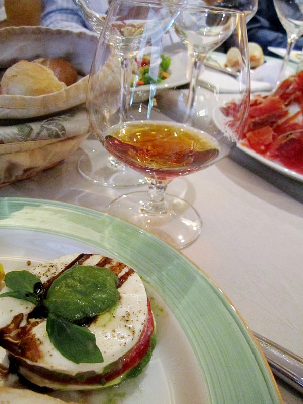 a glass of Armenian brandy on a table