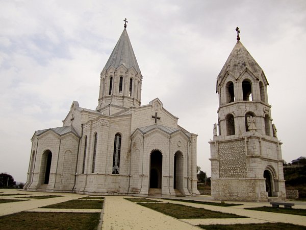 A white stone church