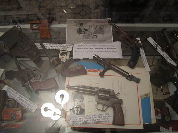 A variety of weapons in a museum exhibit