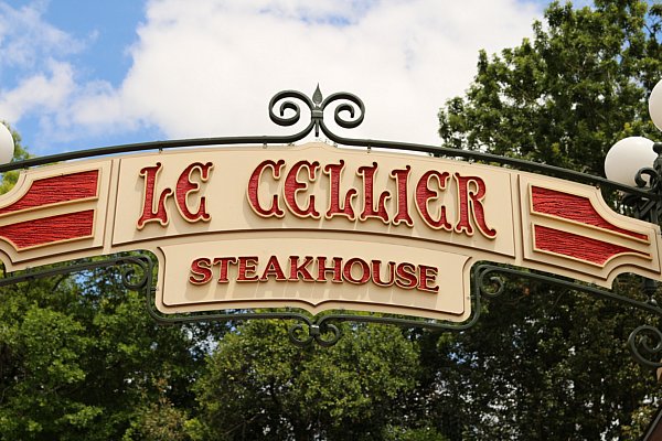 A sign that says Le Cellier Steakhouse