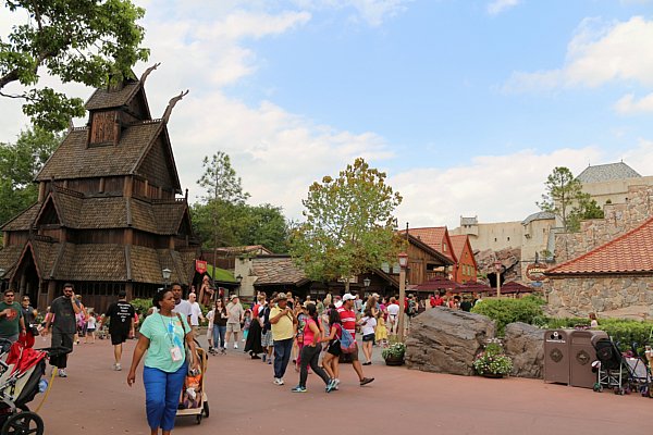 A group of people walking outside