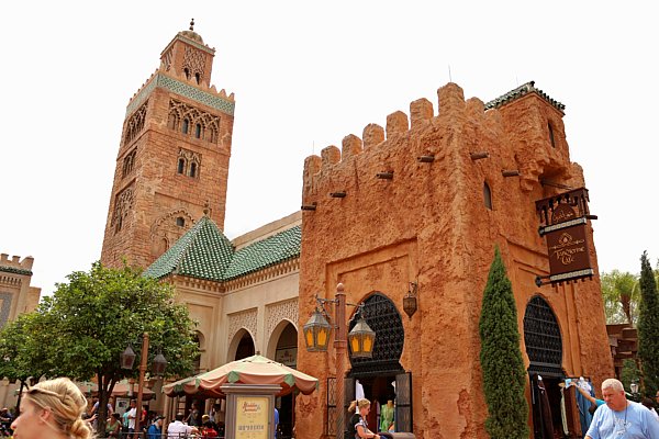 stone buildings in the Morocco Pavilion in Epcot\'s World Showcase