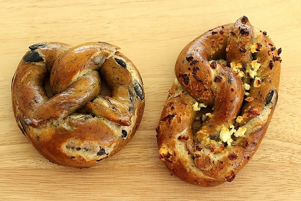 Two different shapes for soft pretzels, German and Philadelphia style