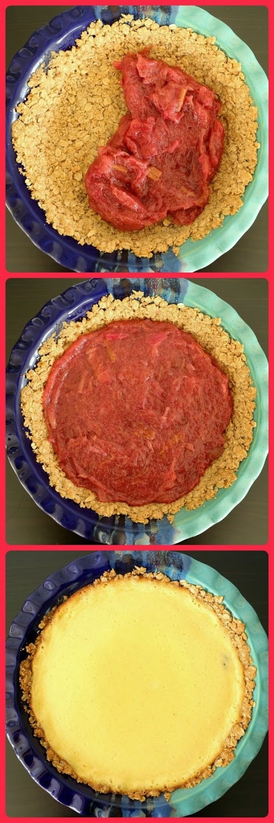 step by step photos of assembling a rhubarb custard pie