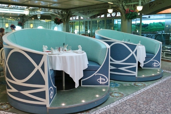 two round booth style dining tables in a restaurant