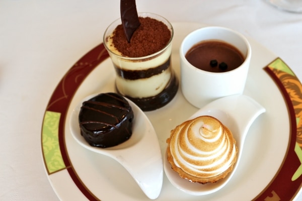 A plate of various desserts from the dessert buffet