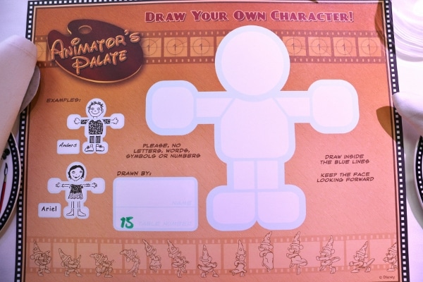 a piece of paper that says Draw Your Own Character with a space to draw