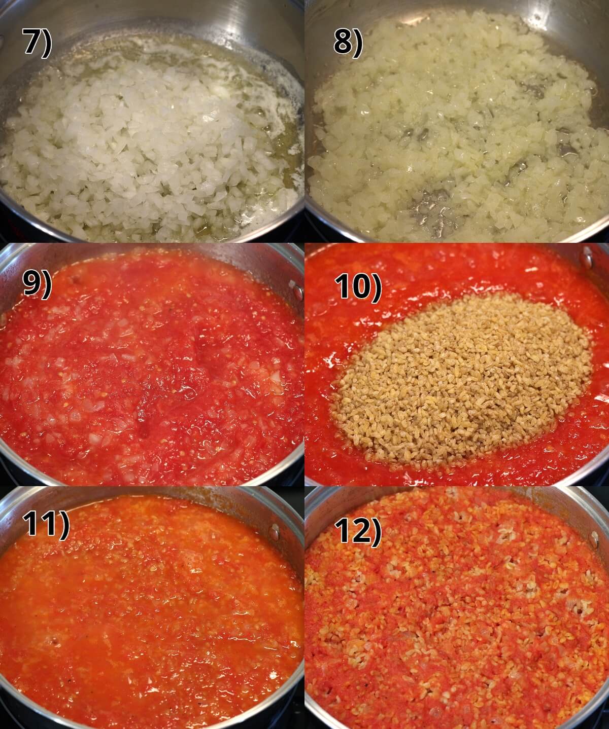 step by step photos of how to make tomato bulgur pilaf