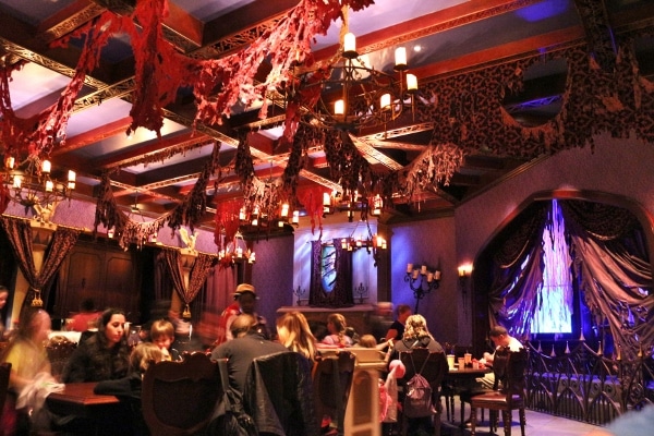 a restaurant dining room that resembles the West Wing in Disney\'s Beauty and the Beast