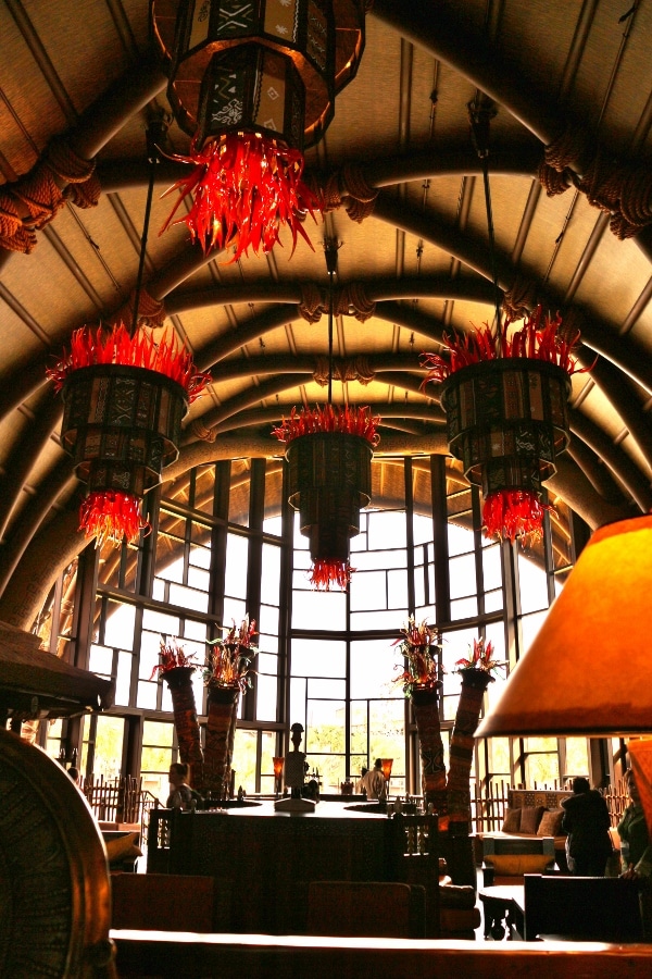 the lobby of Disney\'s Animal Kingdom Villas Kidani Village during the day