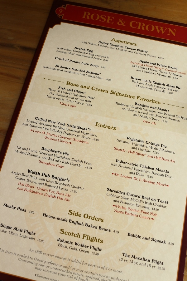 a restaurant menu