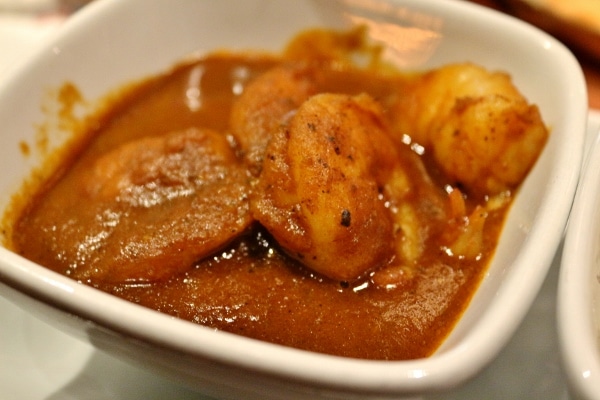 a closeup of a bowl of shrimp curry