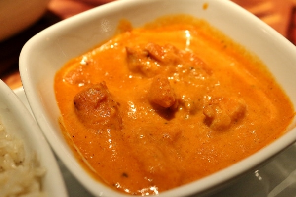 a closeup of a bowl of butter chicken