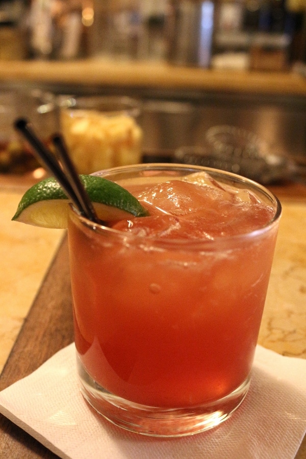 A close up of a cocktail in a tumbler glass