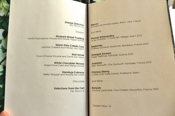 a dessert menu