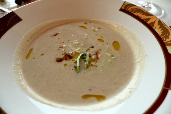 a bowl of pureed bean soup