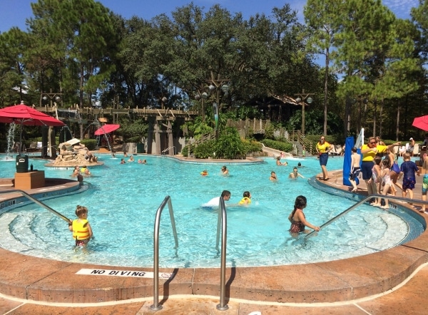 A group of people in a swimming pool