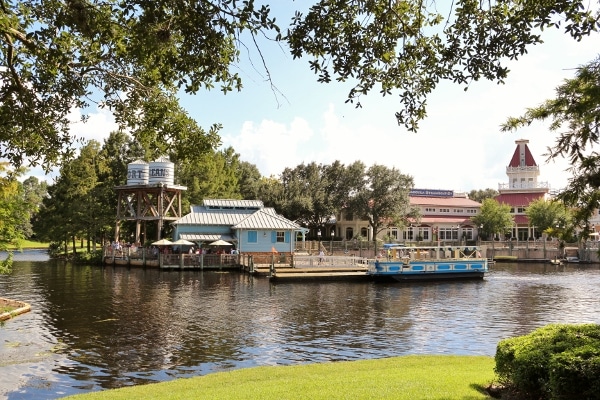 buildings across a small river