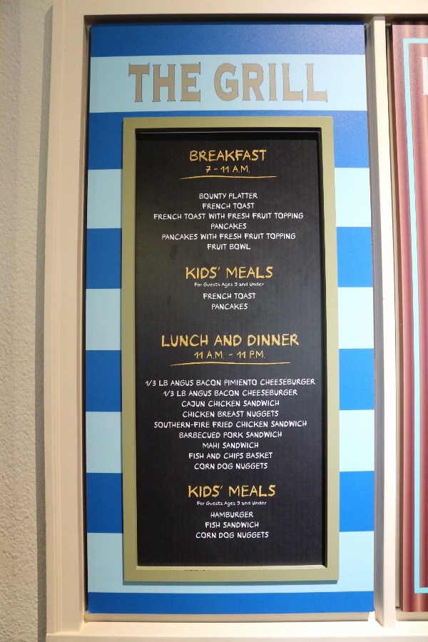 a menu on a wall