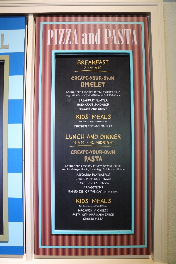 another menu on a wall
