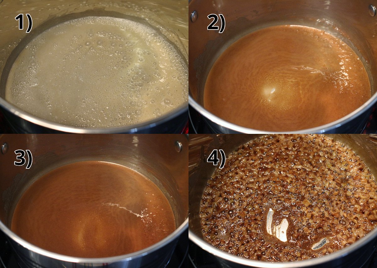 step by step photos of making a brown roux and cooking onions in it