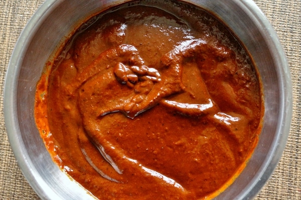 A bowl of red chile sauce