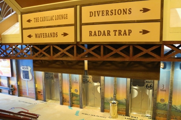 signs inside the bar area of the Disney Wonder cruise ship