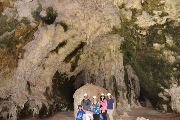 A group of people in a cave