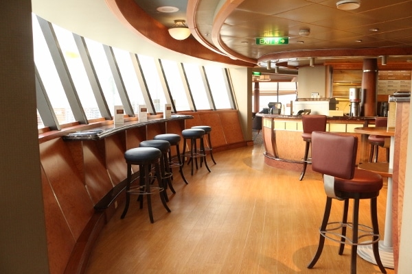 inside the Outlook Cafe on the Disney Wonder