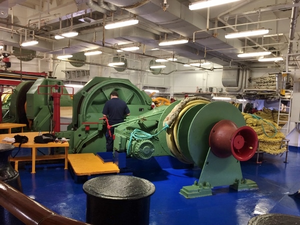 a room with large equipment on a cruise ship