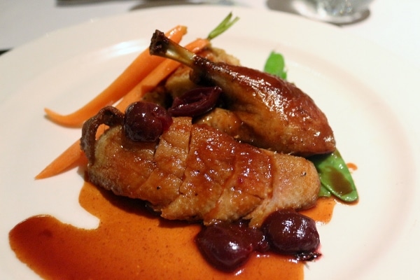 oven roasted duck with a dark cherry glaze
