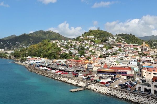 view of the port area of St. George\'s, Grenada