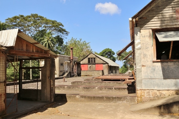 exterior view of old buildings