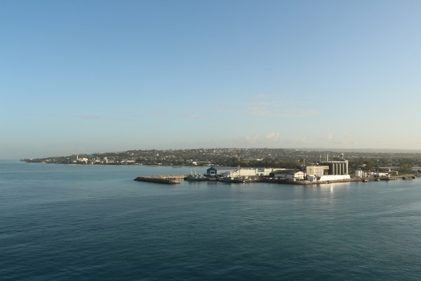 view of the Barbados port area from the cruise ship