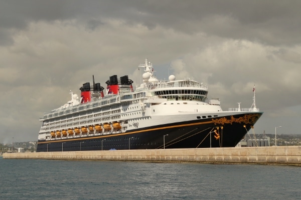 the Disney Wonder cruise ship in port
