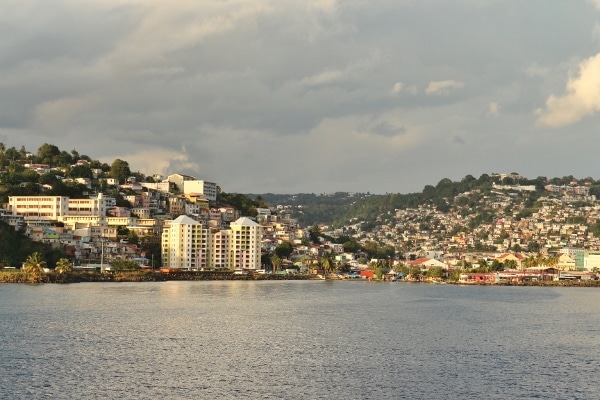 wide view of the port at Fort-de-France, Martinique