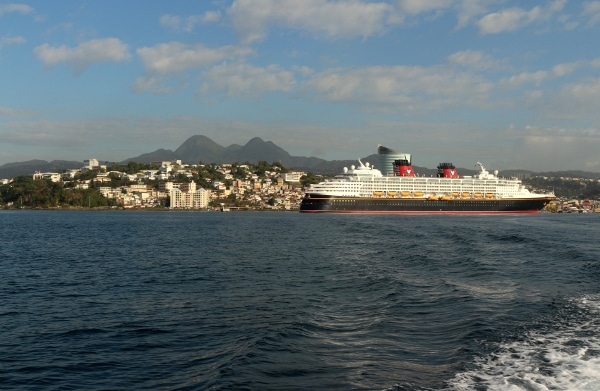 a Disney cruise ship in port in Martinique