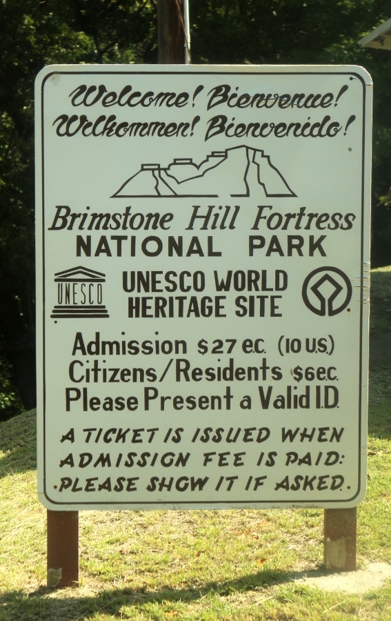 A sign that says Brimstone Hill Fortress National Park