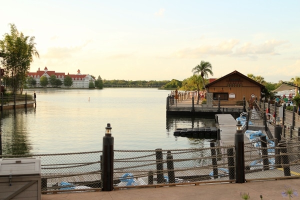 a marina area outside Disney\'s Polynesian Village Resort