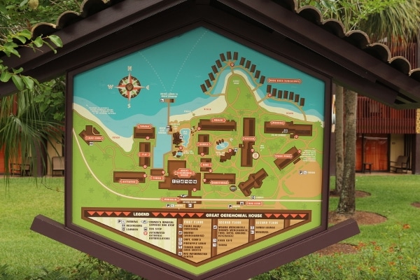 a map of the buildings and longhouses at Disney\'s Polynesian Village Resort