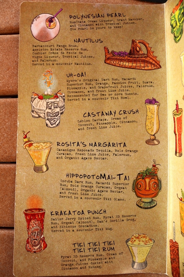 a page from a tiki bar menu