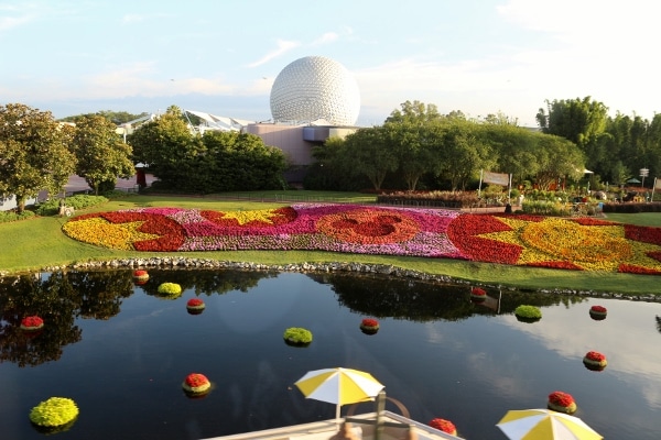 a view of Epcot from the monorail