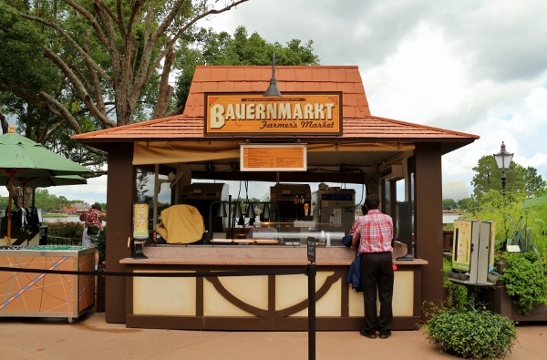 the Baurnmarkt food booth in Epcot\'s Germany Pavilion