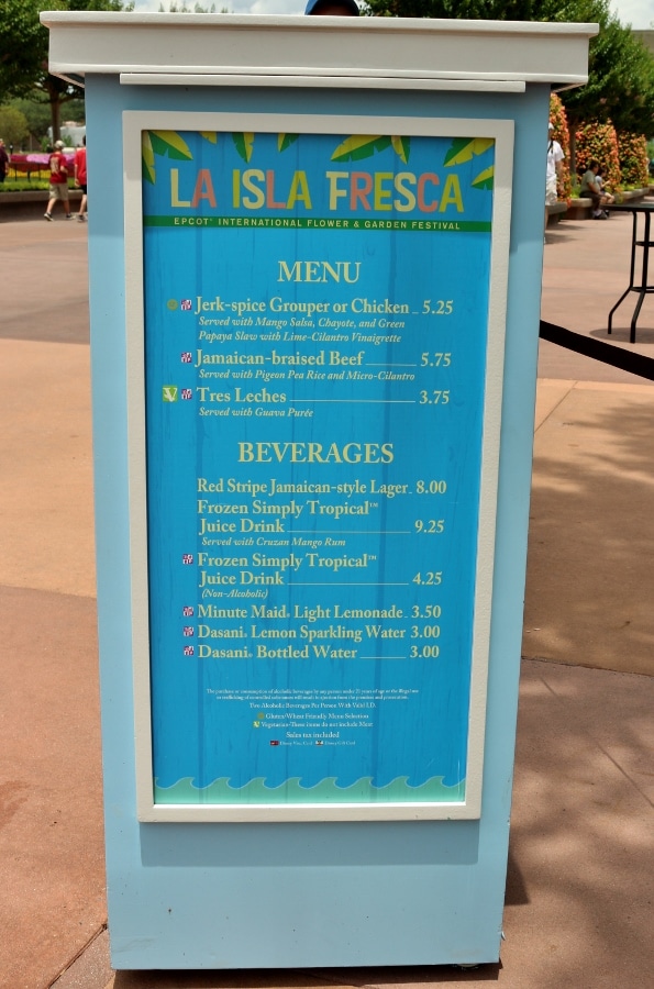 the La Isla Fresca food booth menu