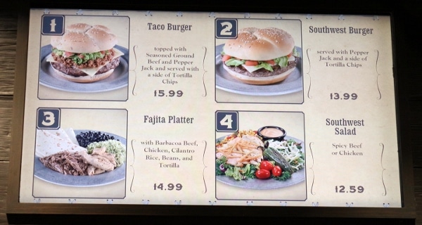 A close up of a food menu