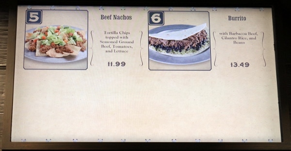 A close up of a food menu