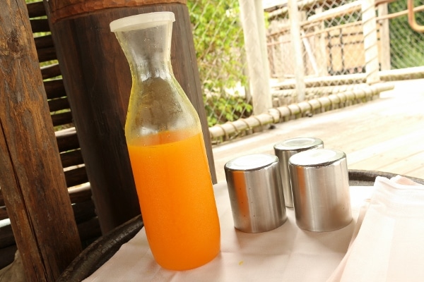 a bottle of juice on a table