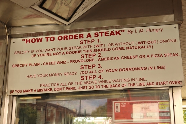 closeup of a sign that says How to Order a Steak